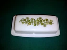 Vintage Pyrex Green Spring Blossom Crazy Daisy Butter Dish & Lid USA