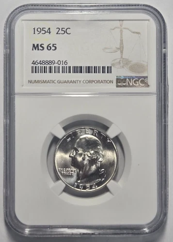 1954 WASHINGTON QUARTER (25C) NGC MS 65 Certified Coin