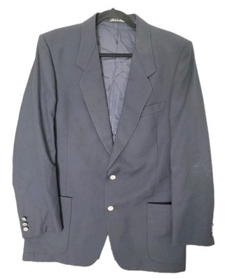 Vintage Conte di Roma Blazer Mens 40R Blue Houndstooth Wool Made in Italy 90s