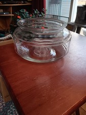 Vintage 9.5 Round Open Clear Glass Goldfish Fish Bowl Turtle Terrarium 2187