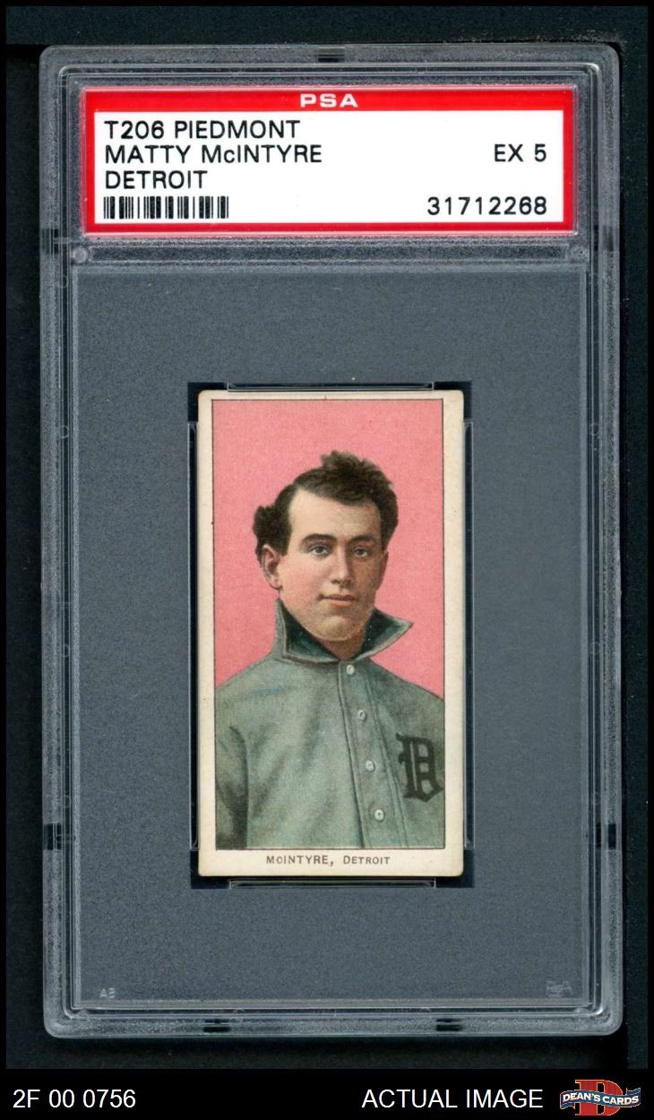 1909 T206 Matty McIntyre Detroit Tigers PSA 5 - EX