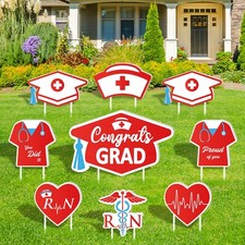 9 Pcs Nurse Graduation Yard Signs with 18 Stakes Congrats Grad Lawn Sign