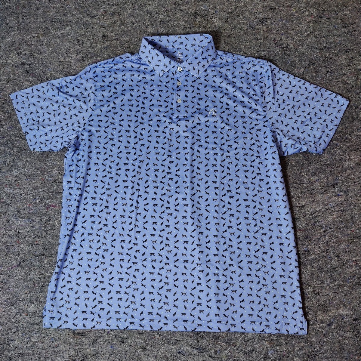 Rhoback The Lab Dog Geometric Print Performance Blue Golf Polo