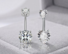 Set da 2 Piercing ombelico Banana mm.1,6x10 e 1,6x12 Acciaio Chirurgico Zircone