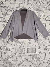 EMERY ROSE Women's Open Front Cardigan Gray Suede-Like Long Sleeve Size L