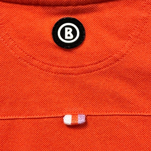 Camisa Henley Bogner Naranja Cierre a Presión Retro Deporte Country Club Preparación de Dinero Antiguo - Imagen 5 de 9