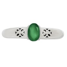 Natural Green Onyx 925 Sterling Silver Ring s.6 Jewelry R-1730