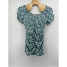 Floral Mini Dress Live to Be Spoiled Ruched Women's Size XXL Short Sleeve