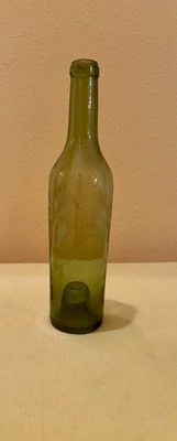 Antique Green Glass Bottle With Punted Base Hand Blown Collectibles