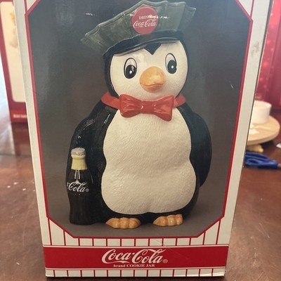 Coca Cola Penguin Cookie Jar 1997 Cavanaugh made in Philippines NIB