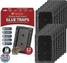 LULUCATCH Mouse and Insect Traps 12 Pack, Heavier Sticky Traps with Non-Toxic