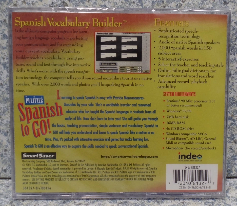 Software PC Spanish Vocabularly Builder & Spanish To Go Combo Pack Vintage NEW - Image 2 of 2