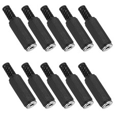 10Pcs 1/8" 3.5mm TRS Audio Female Plug, Mono Jack Plug Adapter, Black