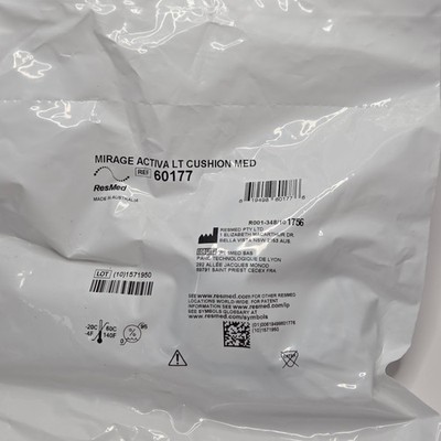 ResMed Mirage Activa LT 60177 Medium Cushion with Clip Factory Sealed M New