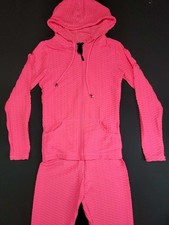 New Mix S/M Pink Textured Hoodie Leggings Set Womens 2PC Athleisure Lounge...