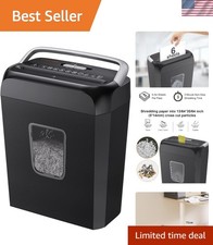 Paper Shredder for Home Use, 3.4 Gal Wastebasket, 6 Sheet Crosscut Paper Cred...