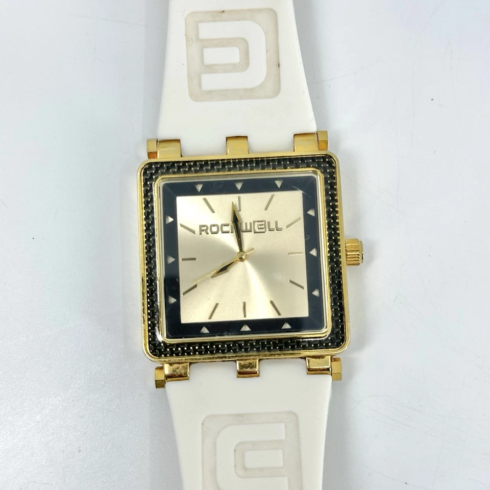Reloj Hombre Rockwell FIBRA DE CARBONO LITE Dorado Blanco Batería Nueva Foto 2 de 4