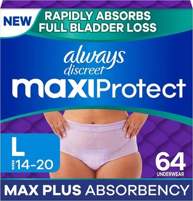 Always Discreet MaxiProtect Incontinence Women Underwear, S/M-XXL Max Absorbency