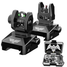 Fiber Optic Iron Sights for Picatinny Rail  Flip Up Front and Rear Backup