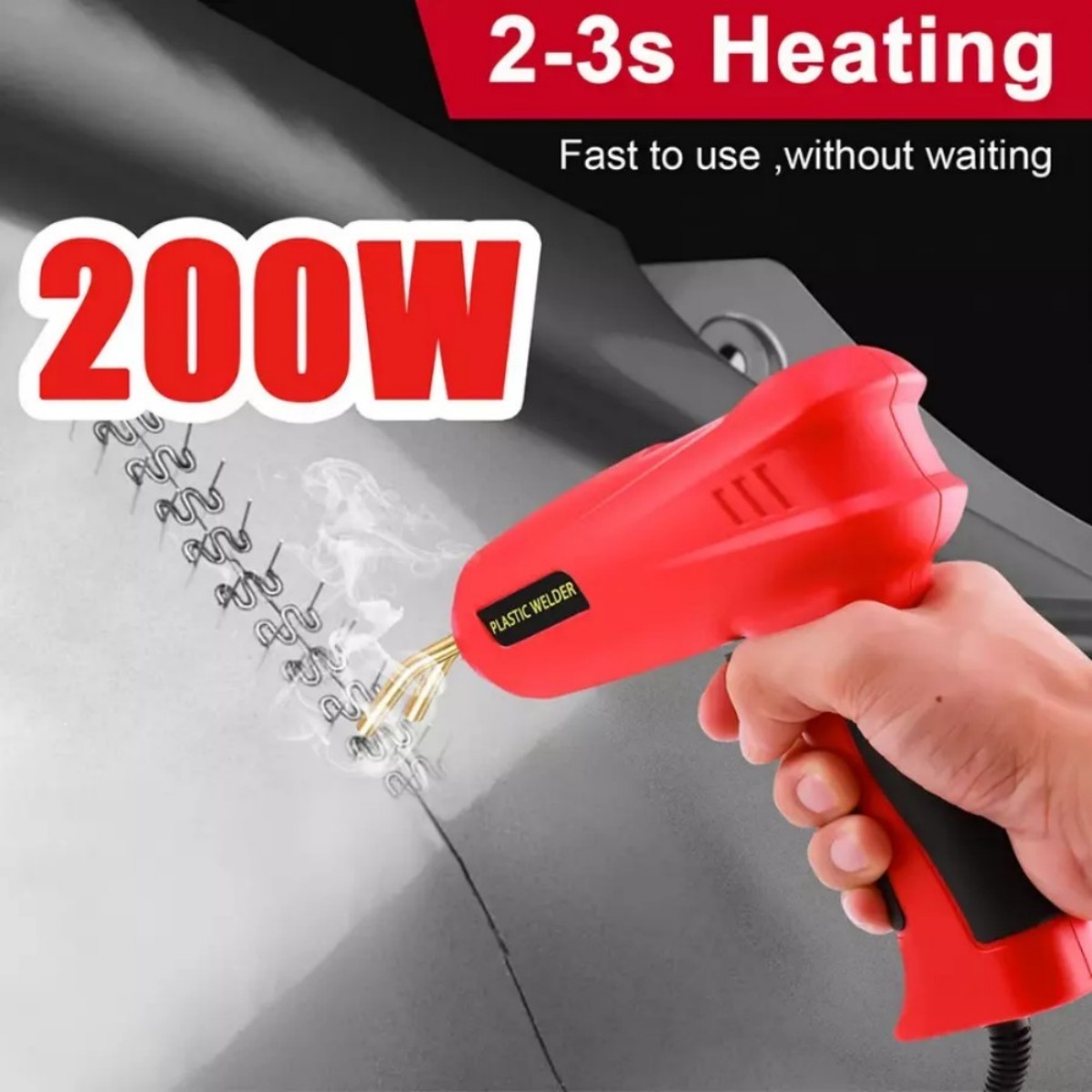 1200 Staples Hot Stapler Car Bumper Fender Welder Gun Plastic Repair Kit 200W US
