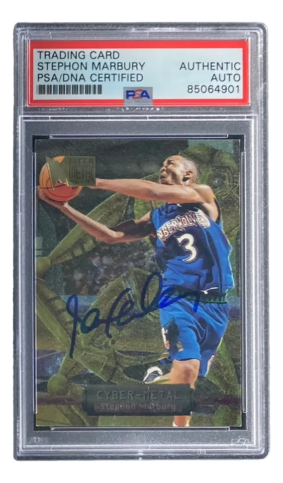 Stephon Marbury Signed 1997 Fleer #9 Timberwolves Rookie Card PSA/DNA - Image 4 of 4