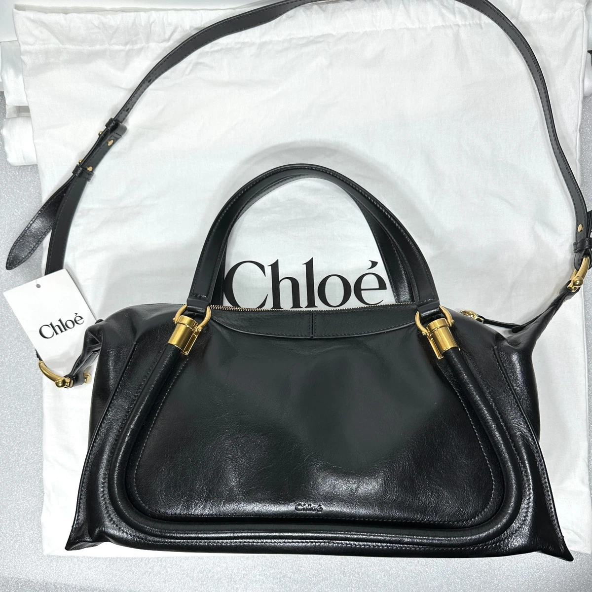 ⭐️新品未使用⭐️　Chloe　Paraty　2way　ハンドバッグ　ブラック Chloé Black Leather Paraty 24 Handbag | italist