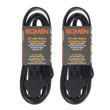 Indoor Extension Cord 9 Foot 3 Outlets Flat Plug 16/3 AWG Black 2 Pack Power