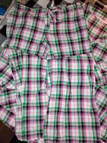 Pigiama Victoria Secret rosa verde a quadri cotone set manica lunga con bottoni taglia S - Foto 9 di 14