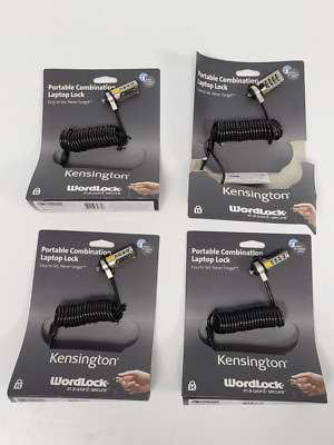 Lot of 4 Kensington K64684US Combination Laptop Curly Cable Lock