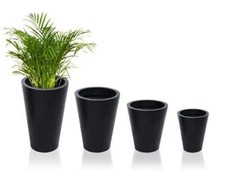 Zinc Galvanised Garden Flower Pot Black Cone Plant Pot Planter By Primrose