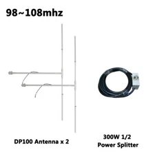 2-Bay High Gain FM Dipole Antenna with 300W 1/2 Power Splitter Kit 98~108mhz