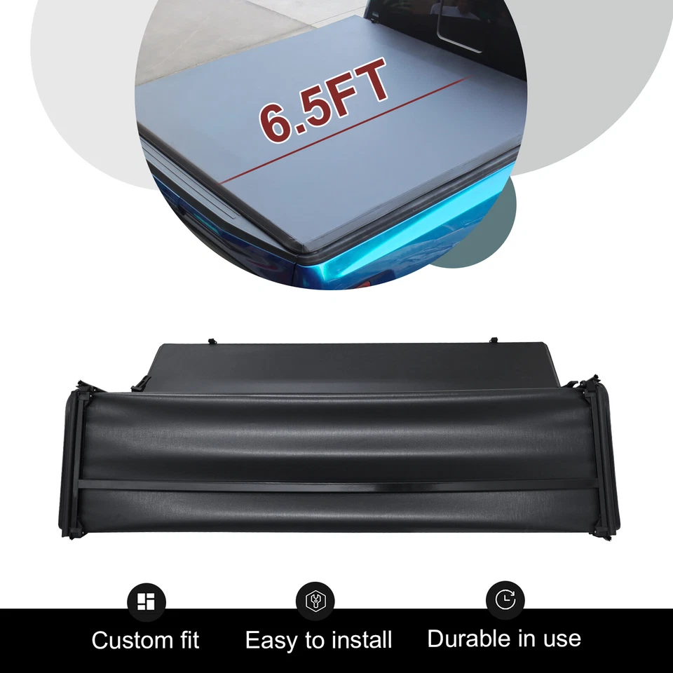 For 1999-2007 Chevy Silverado GMC Sierra 1500 Soft 4-Fold 6.5FT Tonneau Cover - Image 2 of 4