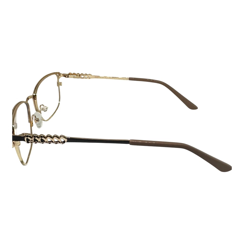 Marco de gafas para mujer dorado marrón cuadrado borde completo metal 52-17-138 lente de demostración Foto 4 de 4