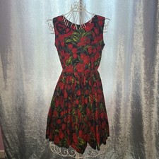Womens Poppy Pleated Dress Vintage Retro Size 10 To 12 Electric Gypsy Dress
