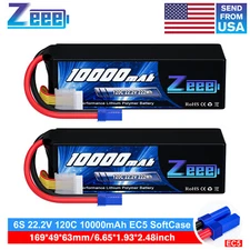 2x Zeee 6S LiPo Battery 10000mAh 22.2V 120C EC5 for RC Car Truck Desert Racer