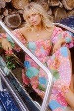 Spell & Gypsy Dress Freda Shirred Lolly Midi Floral Dress Long Sleeves AU 6 US 2