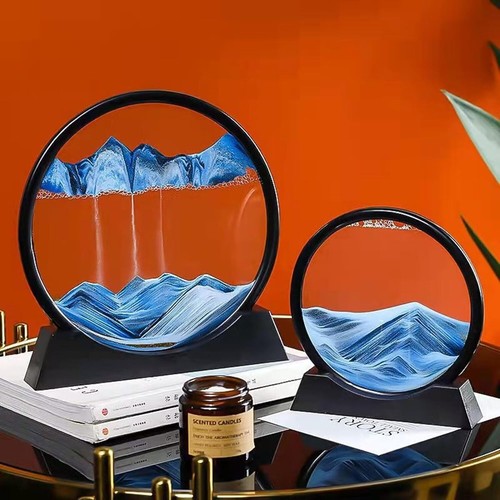 MUNSCVUS Moving Sand Art Picture in Motion, Round Tempered Glass 3D Deep Sea San