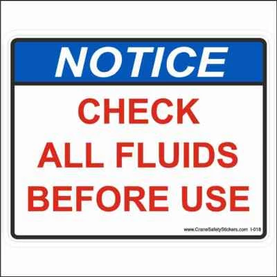 STICKY PAPER DESIGNS Check All Fluids Before Use Sticker