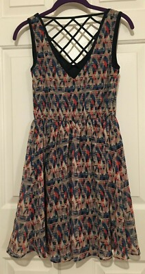 BCX Junior's Sleeveless Lattice Back Lined Dress XS NEW