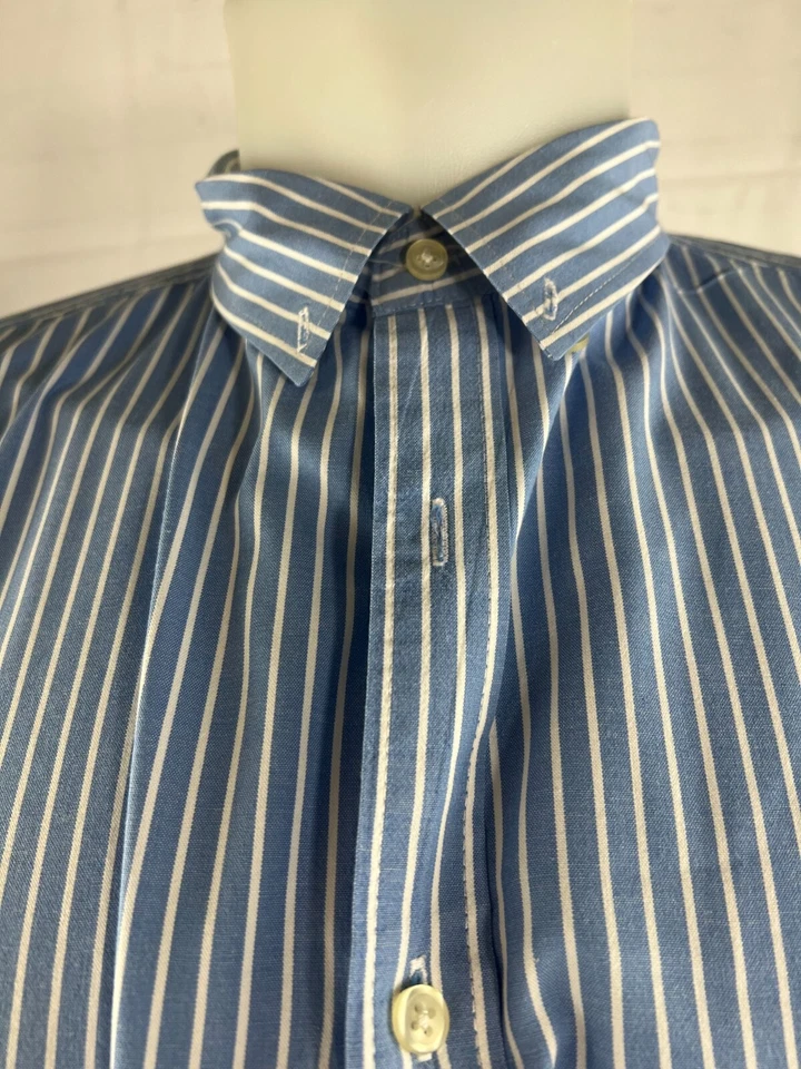 Camisa de vestir para hombre Club Room a rayas manga larga con botones talla 2XLT azul blanco Foto 3 de 3