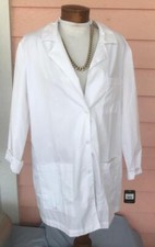LAB COAT Sz 14 NEW NWT Button Front Knee Length 4 Pockets Professional EZ CARE