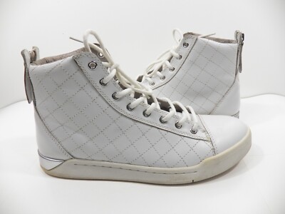 DIESEL TEMPUS DIAMOND MENS 8 40.5 100% LEATHER HIGH TOP SNEAKER SHOES WHITE  ZIP | eBay