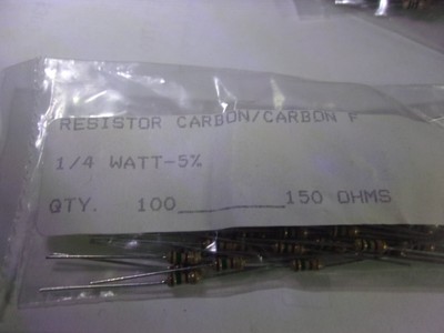RESISTORS CARBON CARBON  1/4 WATT - 5%  150 OHMS 4 pc lots FREE SHIPPING !!