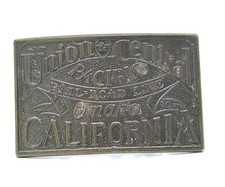 Union Central Pacific Railroad Omaha California Bronze Toned Belt Buckle 3-1/2"