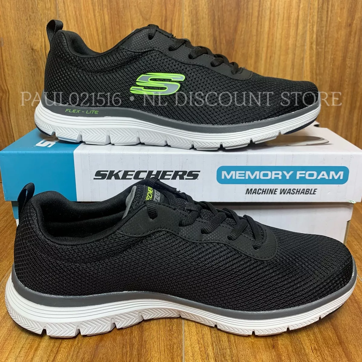 Doorbraak boom spelen SKECHERS Men&#039;s Machine-Washable Memory Foam Stretch Fit Shoes ~ Black  | eBay