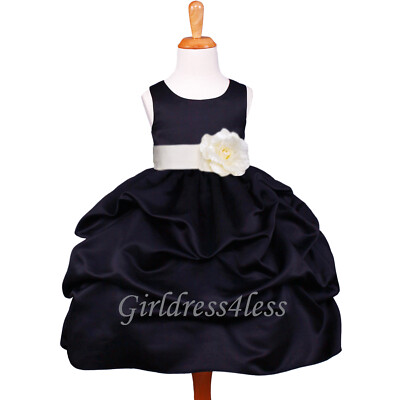 BLACK PICK-UP BABY GIRL PARTY WEDDING FLOWER DRESS 6M 12M 18M 2 4 6 8 10 12