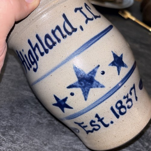 Vintage Rowe Pottery Works 2009 6.75" Salt Glaze Crock Highland, IL Illinois #X - Picture 14 of 19