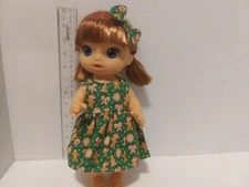 Doll Clothes made to fit 12"  Baby Alive Doll - Dress/ hair bow-   E85