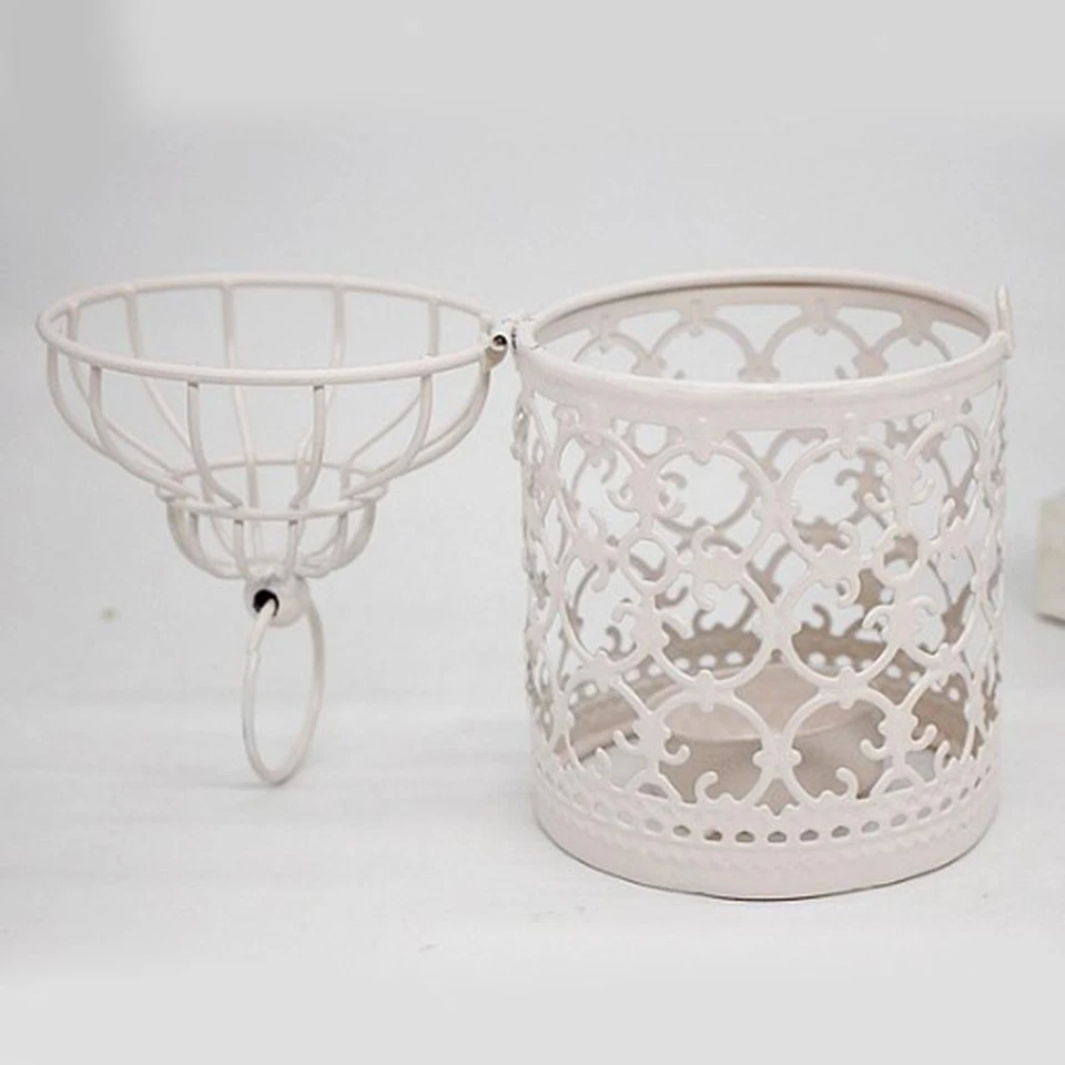 Candelabro para jaula de pájaros patrón de flores luz de té candelabro linterna colgante Foto 3 de 4