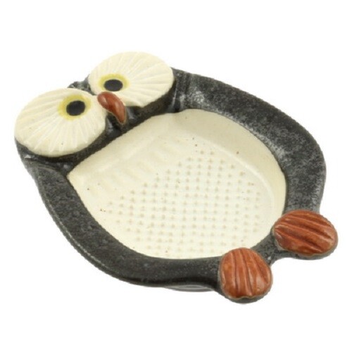 Japanese Ceramic Midnight Owl Ginger Garlic Cheese Radish Grater Made